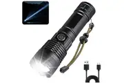 250000 Lumens Super Bright LED Flashlight, Waterproof Tactical Torch for Camping & Emergencies (Black)