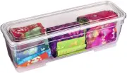 6971AG XL Bins with Lids 4-Pack, [4] Extra Long Art & Craft Organizer Boxes, Cle