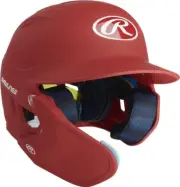 Rawlings Red Mach Batting Helmet w/Adj Face Grd -SR Left Hand Batter New