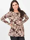 Agnes & Dora Relaxed Ruffle Top Long Sleeve Taupe Mauve Floral Size Sm (4-6) NWT
