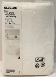 IKEA Ullvide White King Sheet Set, Flat, Fitted 2 Pillow Cases