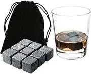 Whiskey Stones Gift Set 9 Pcs Quality Cooling Gin Stones for Gin Beer Whisky Spritz Vodka Soda Beverages Reusable Ice Cubes Fathers Day Gift Ladies Night Out Birthday Gift (Whiskey Stones)