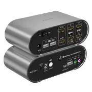 2 Port HDMI Automatic KVM Switch Dual Monitor w/ Aluminum Alloy Shell Digital Di