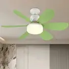 AU Ceiling Fan LED Lamp E27 Socket Fan Light Remote 42cm (Green Crystal Shell)