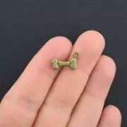 BULK 50 Dog Bone Charms Antique Bronze Tone 2 Sided - BC224