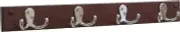Wooden Mallet, Nickel, Mahogany 4 Double Prong Hook Rail/Coat Rack