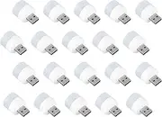20X Mini USB LED Night Light Lamp, Portable Lighting Bulb for Auto Car, Bedroom, Nursery, Bathroom (10X White & 10X Warm)