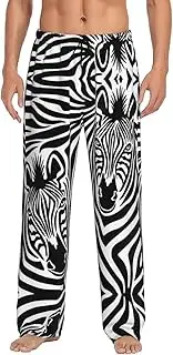 [EdWal] Zebra print Men's Pajama Pants Big and Tall Pajama Bottoms Mens Lounge Sleep Pants with Pockets, Black, XXL