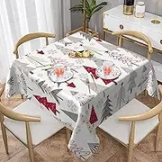 Christmas Tablecloth Square 60x60 Inch,Colorful Christmas Tree Decor Table Cloth,Stain Resistance Polyester Geometric Winter Indoor Outdoor Table Covers for Kitchen Dining Parties Picnic