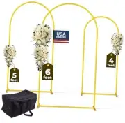 3 Pack Gold Metal Arch Backdrop Stand Set - 6FT, 5FT, 4FT Balloon Stand for