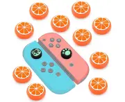 10 PCS Silicone Rocker Cap Button Cap 3D Protective Cap For Nintendo Switch/Lite Joycon (Lemon Orange)