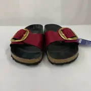 Birkenstock New w/ Box Madrid Big Buckle Rivet Logo Maroon Velvet Exquisite Reg