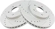 TRQ Front Performance Brake Rotor Drilled Slotted Pair Set for 2007-2015 Honda CR-V / 2007-2012 Acura RDX