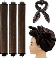 Heatless Hair Curler Overnight Rods Blowout Jumbo, Heatless Curls No Heat Curlers to Sleep in Large Rods Hair Rollers Blowout No Heat Overnight Sleeping Curls Styling Tools - Brown
