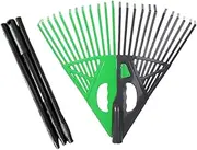 Leaf Rake Leaf Grabber with Three Section Rods Cleaning Picking up Leaves Leaf Picker for Pond Outdoor Backyard Debris Shrub, LeftGreen RightGray