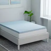 StyleWell 3 in. King Mattress Topper Gel Infused Memory Foam Blue Breathable