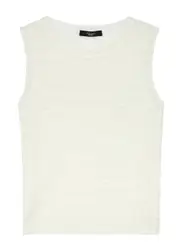 Max Mara Weekend Caldaia Pointelle-knit Linen Vest - Ivory - L (UK14 / L) L (UK14 / L)