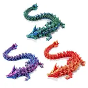 3D Printed Crystal Dragon 12In 3Pcs, 3D Printed Flexible Articulated Dragon, Decoration As Shown
