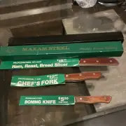 Vintage Max Steel Cutlery Set NEW. Chefs Fork , Boning Knife , Slicer