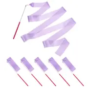 Dance Ribbons 6Pcs 78.7 Inch Gymnastics Streamers for Gifts Dancing Light Purple