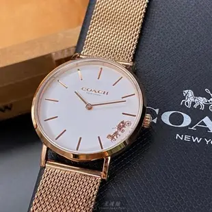 COACH手錶, 女錶 32mm 玫瑰金圓形精鋼錶殼 白色簡約錶面款 CH00048
