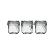 Argon Tableware Glass Storage Jars with Airtight Clip Lid - 200ml Set - Pack of 3