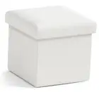 Small Storage Ottoman Foldable Collapsible Cube Square Linen Ottoman 1 White