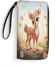 [BFGWK] Large Wallet Novelty Lovely Deer Printing Long Wallet With Zipper Leather Wallet Suitable For Both Men And Women, style, 19.7x10.5cm