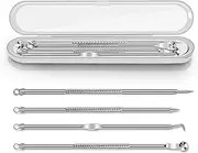 Blackhead Remover Kit, Extractor Removal Set Professional Stainless Steel Pimple Popper Tool Treatment for Whitehead Blemish Acne Comedone Pimple Popping (Silver)