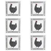6x LVD Ceramic/Cork Trivet Cluckers Decorative Tablemat Home/Kitchen Decor 20cm