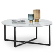 Ellie White Marble & Black Round Coffee Table
