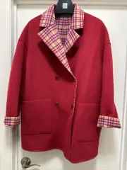 Intrend By Max Mara 90% Wool Coat Double Sided Burgundy Red Size IT 44 US 8