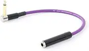ROBAUN Right Angle 1/4 Inch TS Male to Straight 6.5 Stereo Female Audio Cable 90 Degree 6.35 Bend Audio Extension Cord(Purple,15m)