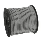 98.43Yard 2.6mm Flat Leather Cord Suede String for DIY Crafts, Silver Gray