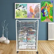 20-Layer Art Clothes Drying Rack with Wheels A2, 4K Oil Painting Board Clothes Drying Rack Mesh: 63X45CM Space-Saving Rack, Children's Gift