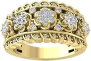 [ARAIYA FINE JEWELRY] 14K Gold Diamond Half Eternity Band Ring (5/8 cttw, I-J Color, I2-I3 Clarity)