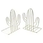 Cactus Bookends Metal Books Holder Modern Bookshelf Decor Home