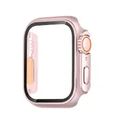 For Apple Watch Series 8,45-mm Case,Glass PC Integrated Case,Rose Gold Orange