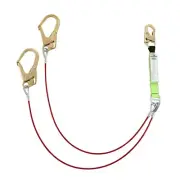PeakWorks V8108426 Double Cable Lanyard Rebr Hook, ANSI, 6ft., Green/Red