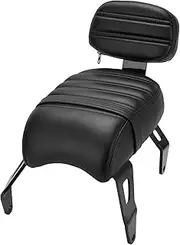 Zudoo Passenger Seat Backrest, Detachable Rear Passenger Seat with Backrest Pad Set, Soft Leather Waterproof, Compatible with Indian Scout Bobber 2018-2021, Black, ABS