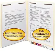 Smead End Tab Fastener File Folder with Antimicrobial Product Protection, Shelf-Master Reinforced Straight-Cut Tab, 2 Fasteners, Letter Size, Manila, 50 per Box (34116)