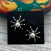 Small Spider Stud post Earrings, sterling silver, Navajo handmade Effie Garfield