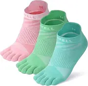 [VWELL] Toe Socks for Women, Colorful Five Finger Socks with COOLMAX, High Performance Athletic Ankle Toe Socks 3Pairs