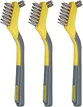 Amazon Basics Stainless Steel Mini Brushes, Soft Grip, 3-Pack, Black & Yellow
