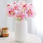 6pcs Realistic Artificial Cymbidium Flowers Fake Flower Outdoor Garden Decor