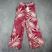 Roxy Pants Womens Small Red Baggy Loose Wide Leg Hawaiian Beach Midnight Avenue