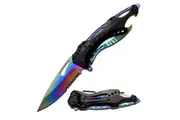M-Tech USA Rainbow Half Serrated Pocket Knife 114mm Closed Length (K-MT-705RB)