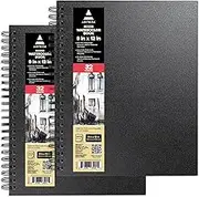 Arteza Watercolor Sketchbooks, 9x12-inch, 2-Pack, Black Hardcover Journal, 64 Sheets, 140lb/300 GSM Watercolor Paper Pad, Spiral Book for Watercolors, Gouache, Acrylics, Pencils, Wet & Dry Media