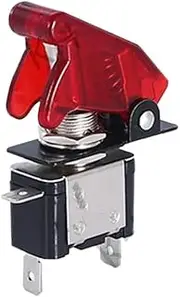 KLVN 12V 20A Auto Car Boat Truck Illuminated Led Toggle Switch with Safety Aircraft Flip Up Cover Guard Red Blue Green Yellow White(RED)
