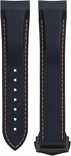 [KAVJU] Soft Flexible Rubber Watchband For Omega Speedmaster Moonwatch Seamaster 300 AT150 PLANET OCEAN 600 Wristband 20/21/22mm Black Tip Buckle